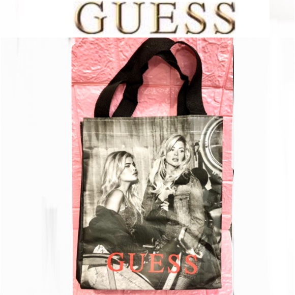 GUESS Reusable Tote bag with images of model size 11x9 NWOT - Picture 1 of 8